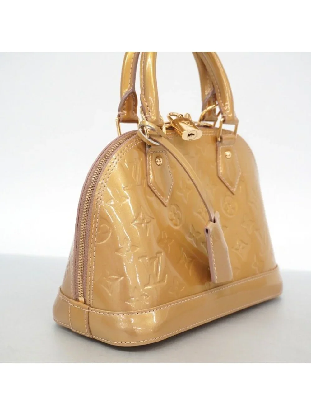 Louis Vuitton Handbag Vernis Alma BB Beige Poudre 2-Way